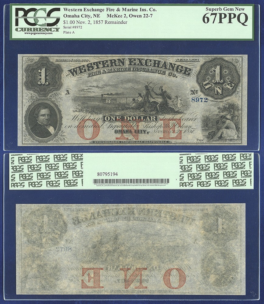 USA WESTERN EXCHANGE $1 OMAHA NE PCGS CURRENCY SUPERB GEM 67PPQ