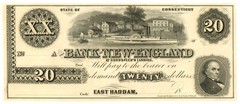 18XX Bank of New-England at Goodspeed’s Landing, East Haddam, CT $20 Note