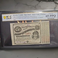 $5 1871-77 (1880) Louisiana “Baby Bond” Baton Rouge PCGS 65 PPQ Gem Uncirculated