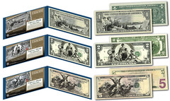 1890’s EDUCATIONAL SERIES Neoclassical NEW Legal Tender Bills $1-$2-$5 *Set of 3