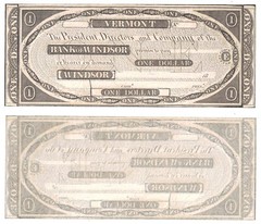 1830’s $1 Bank Of Windsor, Vermont E Block Uncirculated