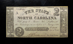 1861 $2 North Carolina Two Dollars Obsolete CR 21 UNC