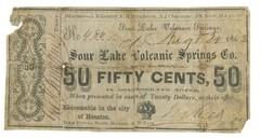 1862 Sour Lake Volcanic Springs Co Sour Lake Texas TX 50c Scrip M-UNL (65884)