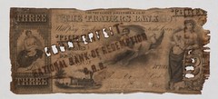 1858 $3 Boston Traders Bank Obsolete Note Counterfeit A-30 – CA1020