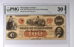 1862 Jackson, Mississippi $100 State Issued-CR-1AB PMG 30 EPQ