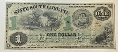 1872 U.S. $1 Revenue Bond Script Columbia, South Carolina Obsolete Note