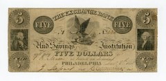 1838 $5 Exchange Bank and Savings Institution – Philadelphia, PENNSYLVANIA Note
