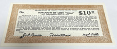1936 $10 Depression Scrip County of Borough of Lodi Jersey Note (Dec. 1939)