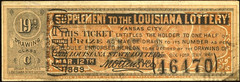 MO 25¢ KANSAS CITY Missouri 19th Louisiana State Lottery Ticket Mar. 12, 1889