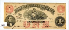 1862 $1 Virginia Treasury Obsolete Note in UNC Condition #19950