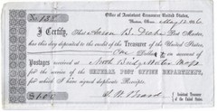 1856 “Asst. Treas. of The U. S.” COD, Signed I. W. Beard, Anti-Slaver