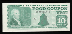 FOOD STAMP COUPON ONE UNC COUPONS $10.00 E08650174C M/C K USDA scrip TOKEN