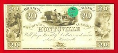 Alabama Obsolete Banknote Huntsville AS-007-$20c REPRODUCTION NOTE Native