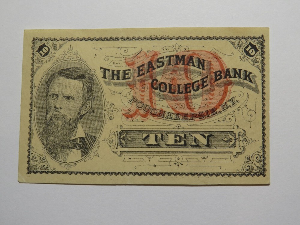 $.10 1870’s Poughkeepsie New York Obsolete Currency Note Eastman College