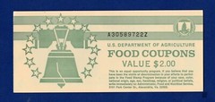 FOOD STAMP COUPON USDA UNC $2.00 ONE FULL BOOK WELFARE. agriculture SCRIP