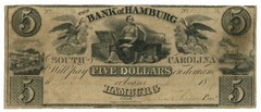 18XX Bank of Hamburg, South Carolina $5 Obsolete Note Sh224 (62201)