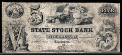 Oct 20, 1852 Logansport Indiana State Stock Bank $5 Dollar Obsolete Banknote