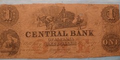 1856 $1 Central Bank of Alabama Obsolete Banknote Ornate Horse Wagon Scene