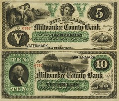Wisconsin Milwaukee County Bank 5-10 Obsolete Currency Sheet REPRO Niagara Falls