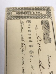 A&O-1862 Austin, Texas Merchant John Bremond &Co. Promissory Note/Warrant/Dep??