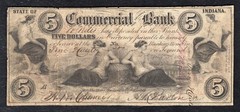 1858 $5 COMMERCIAL EXCHANGE BANK TERRE HAUTE, INDIANA OBSOLETE CURRENCY NOTE