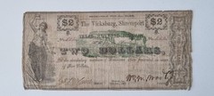 Obsolete Currency Two Dollars 1862 Texas Railroad Company Vicksburg #102929