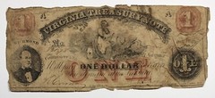 1862 Virginia Treasury Note. Poor.