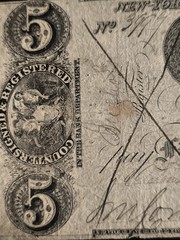 Obsolete Bank Note $5 The Bank of Albion New York Andrew Jackson Vignette Signed