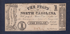 $1 1862 CSA BILL North Carolina ONE DOLLAR NOTE Large CR88A Raleigh NC Bill