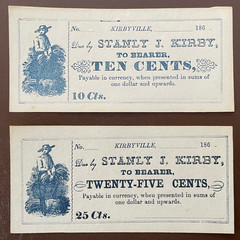 Stanley J, Kirby, Kirbyville PA 10c & 25c Scrip , Unlisted in Hoober – 2 Notes
