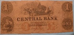 1856 $1 Central Bank of Alabama Obsolete Banknote Ornate Horse Wagon Scene