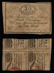 1861 20c REVERSE SIDE PRINT Bank of the State of SC Southern States Note!