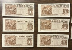 Gem USDA $1.00 Food Coupons 6 Stamps Full Tail Full Note Perfect Rare Paper 1983