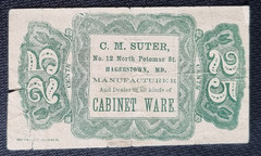 Obsolete Currency Bond Script C M SUTER Hagerstown Maryland 25 Cents #101459
