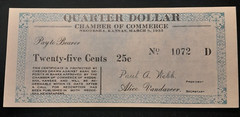 Chamber of Commerce Neodesha Kansas (KS) – 25 cent – 1933 Depression Scrip