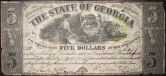1864 $5 Milledgeville The State Of Georgia Confederate Note P220