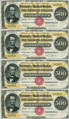 $500 Gold Certificate Note 1882 Currency Sheet REPRODUCTION Fr. 1216