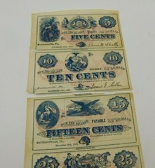 1862 Separated Sheet Fractional Obsolete Currency Mastersonville, Pa (74)