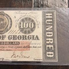 The State of GEORGIA – Obsolete – $100 Dollars 1863 – Nice Crisp Uncirculated BU