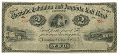1873 Charlotte, Columbia & Augusta Railroad Co., Columbia, SC 2 Units Note 62566