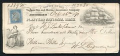 1871 $339.15 VIRGINIA FIRE & MARINE INSURANCE CO.NATIONAL BANK OF VIRGINIA CHECK