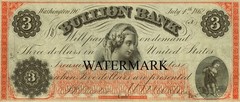 Washington DC – Bullion Bank $3 U. S. CAPITAL 1861 Obsolete Currency Sheet REPRO