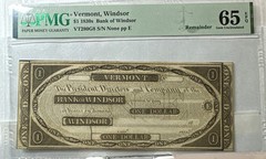 1830’s $1 Bank Of Windsor, Vermont Obsolete Currency Remainder PMG 65 EPQ