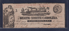 Authentic CU Confederate State North Carolina $5 1863 Note Currency Paper Money