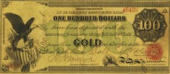 $100 Gold Certificate Note 1863 Currency Sheet REPRODUCTION Fr. 1166c
