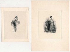 Vignette die proofs on india paper die sunk on card, Allegory, 1870s, ABNCo
