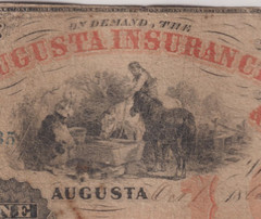 $1 Augusta Insurance & Banking Co GEORGIA Obsolete One Dollar Note 1860 GA Bill