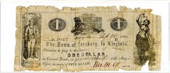 1861 $1 Town of Leesburg, VA Obsolete Note Civil War Scrip #11565