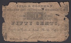 1850 50 Cents Bell & Goodman Rochester, NY New York Obsolete – UNLISTED!