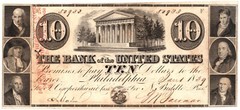 1839 $10 The Bank of the United States, Philadelphia PA Note – Very Rare XF/AU!
